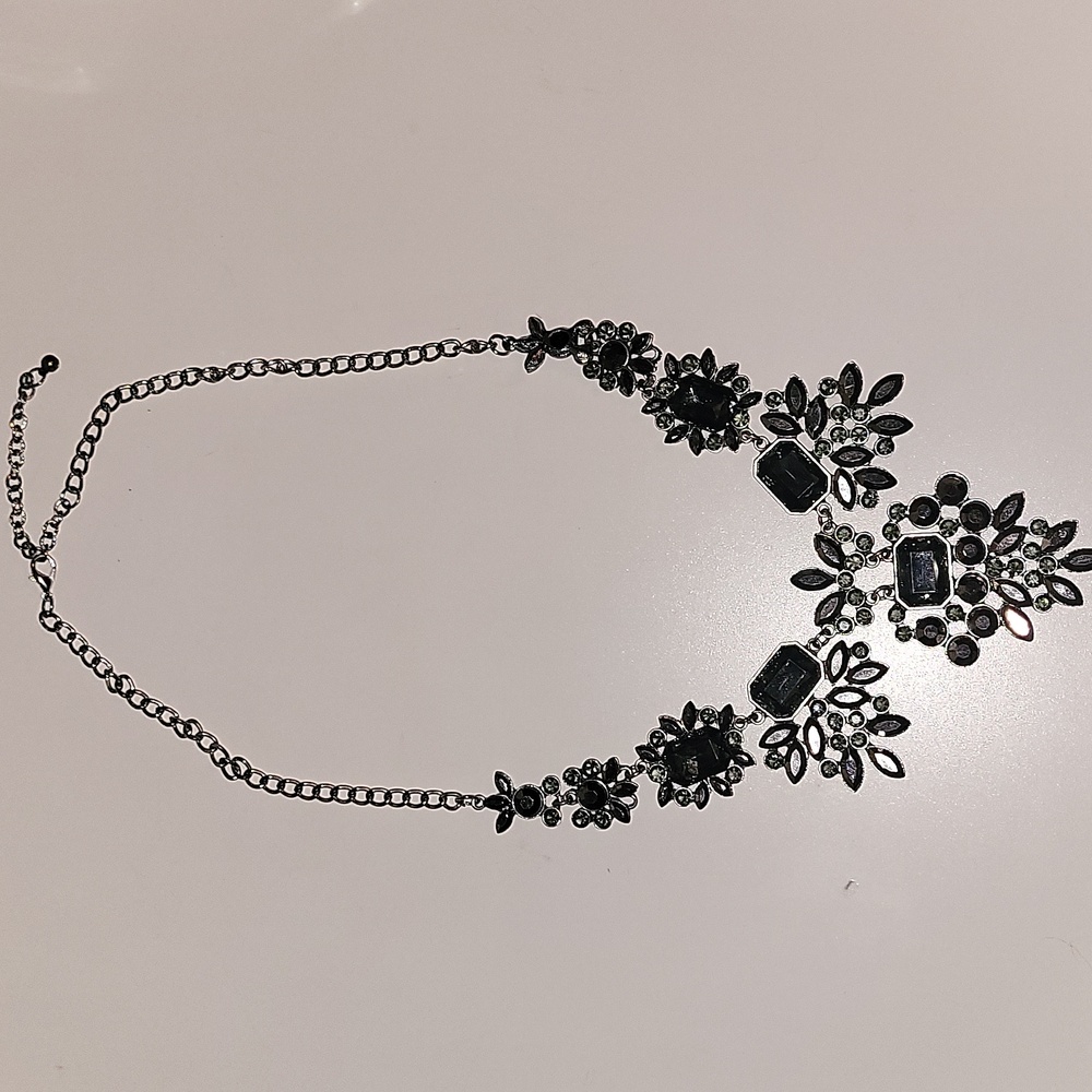 Anthropologie gunmetal vamp goth victorian necklace statement necklace